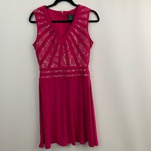 Adrianna papell fit n flare pink dress sz- 6